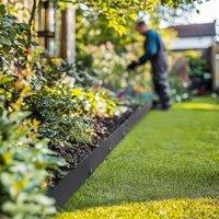 Nicoman Set of 5 Heavy Duty 1m Long Metal Garden Border Edging Set in Dark Grey