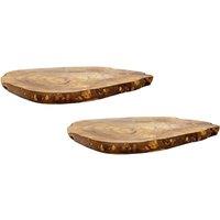 Verano Spanish Ceramics Olive Wood Rustic Kitchen Table Countertop Trivet (L) 30cm Set of 2 in Natural