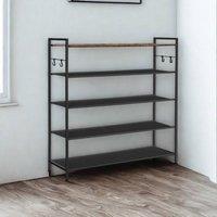 Pirlo Plush 5 Tier Industrial Shoe Rack Hallway Storage Organiser in Brown