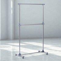 Pirlo Plush Industrial Heavy Duty Adjustable Garment Rail On Wheels in Grey