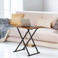 FURNOS Industrial Folding Side End Sofa Laptop Table in Brown