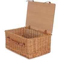 Red Hamper Double Steamed Empty Picnic Basket with Pinewood Lid in Brown | Size: Medium