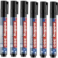 Edding 360 BULLET TIP BLACK WHITEBOARD MARKERS - Single 6 Packs
