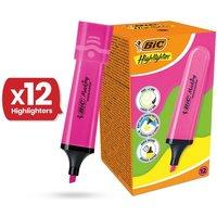 Bic Highlighter Flat - Neon Pink - Box of 12