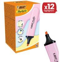 Bic Highlighter Flat - Pastel Pink Box of 12