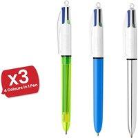 Bic 4 Colour Pack of 3 - 1 Original + 1 Shine Silver + 1 Fluo