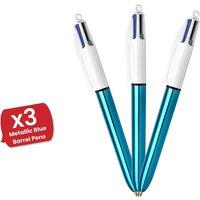 Bic 4 Colour Shine - Blue - Pack of 3