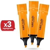 Bic Highlighter Flat - Neon Orange - Pack of 3