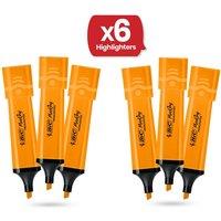 Bic Flat Highlighter Marker Neon Orange, Chisel Tip 1.2-4.6mm, Quick Dry