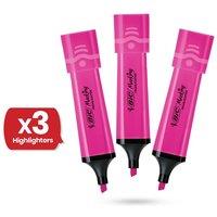 Bic Flat Highlighter Neon Pink Chisel Tip 1.2mm/4.6mm, Water-based Fast dry Ink