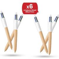 Bic 4 Colour Wood Effect - Pack of 6