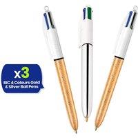 Bic 4 Colours Pack of 3 includes 1 Shine Sliver, 2 Gold Frozen Textured