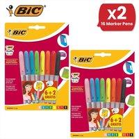 Bic Permanent Marker Pens Pack of 8 Fine Tip 1.1mm for Office & School ( 1 Pack )