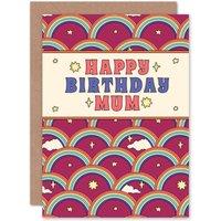 Wee Blue Coo Rainbow Pattern Purple Happy Birthday Mum Greeting Card