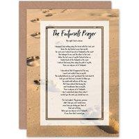 Artery8 Jesus Lord Foot s In The Sand Poem Inspirational Greeting Card in Beige