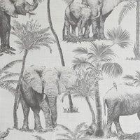 Arthouse Safari Elephant Wallpaper in Grey