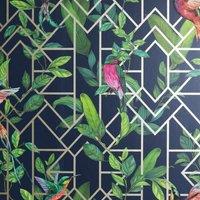 Arthouse D Tropical Wallpaper in Navy