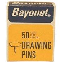 Bayonet Brass Plated Solid Head Drawing Pins (Pack of 50) in Gold