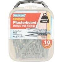 PLASPLUGS Regular Duty Plasterboard Fixing (Pack of 10) in Grey