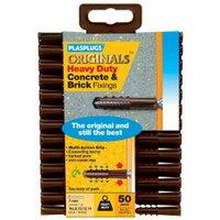 PLASPLUGS Heavy Duty Wall Plugs (Pack of 50) in Brown