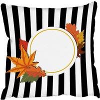 Benjamin Tate Design Cushions - Blach Stripes, Autumn Leaves (Cushion)