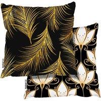 Benjamin Tate Design Black & Gold Leaves Collection (Cushion)