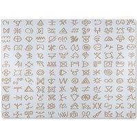 Benjamin Tate Design Viking Ritual Symbols Glass Chopping Board in Natural