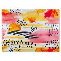Benjamin Tate Design Abstract Fall Pattern In Bright Autumn Colours Glass Chopping Board in Natural