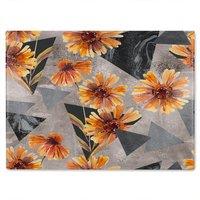 Benjamin Tate Design Geometric Floral Shapes Glass Chopping Board in Natural