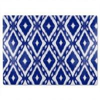 Benjamin Tate Design Tribal Art Ikat Ogee In Traditional Classic Blue Glass Chopping Board in Natural