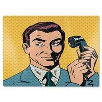 Benjamin Tate Design phone style pop art retro Designer Glass Chopping Board in Natural