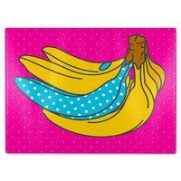 Benjamin Tate Design Pop art banana Designer Glass Chopping Board in Natural