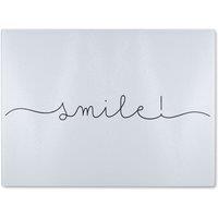Benjamin Tate Design Text Smile Designer Glass Chopping Board in Natural