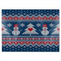 Benjamin Tate Design Winter Holiday Sweater Design Dining Glass Chopping Board in Natural