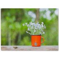 Benjamin Tate Design Forget Me Not Flowers Glass Chopping Board in Natural