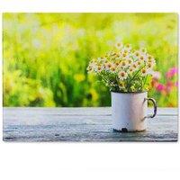 Benjamin Tate Design Spring Daisies Glass Chopping Board in Natural