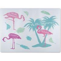 Benjamin Tate Design Palm & Flamingo Glass Chopping Board in Natural