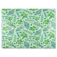 Benjamin Tate Design Mixed Green Leaves Glass Chopping Board in Natural