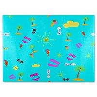 Benjamin Tate Design Beach Cartoons Glass Chopping Board in Natural