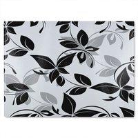 Benjamin Tate Design Black & White Floral Glass Chopping Board in Natural