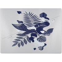 Benjamin Tate Design Decorative Leaf Prints Glass Chopping Board in Natural