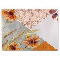 Benjamin Tate Design Autumn Geometric Shapes & Flowers Glass Chopping Board in Natural