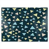 Benjamin Tate Design Yellow & Blue Triangles Glass Chopping Board in Natural
