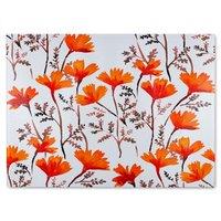 Benjamin Tate Design Flowers In Autumn Colours Glass Chopping Board in Natural