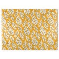 Benjamin Tate Design White Leaf Pattern On Orange Glass Chopping Board in Natural