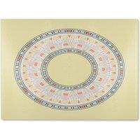 Benjamin Tate Design Yellow Circle Ornament Round Frame Glass Chopping Board in Natural