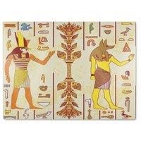 Benjamin Tate Design Egyptian Gods & Ancient Egyptian Hieroglyphs Glass Chopping Board in Natural