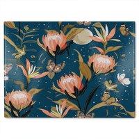 Benjamin Tate Design The Moon Butterflies & Flowers Glass Chopping Board in Natural