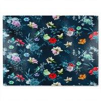 Benjamin Tate Design Roses & Other Bright Flowers Glass Chopping Board in Natural