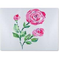 Benjamin Tate Design Rose Print Glass Chopping Board in Natural